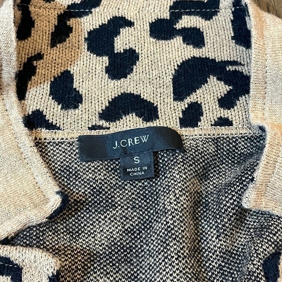 J.Crew Sophie Sweater Blazer Cardigan Animal Leopard Print Marino Wool, Sz Small - Picture 10 of 13